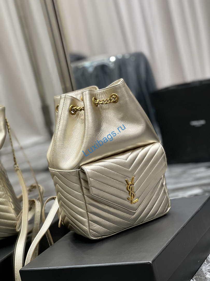 YSL 672609 Yves Saint Laurent Joe Backpack In Lambskin Gold | ysl 6726091 joe backpack in lambskin gold 002