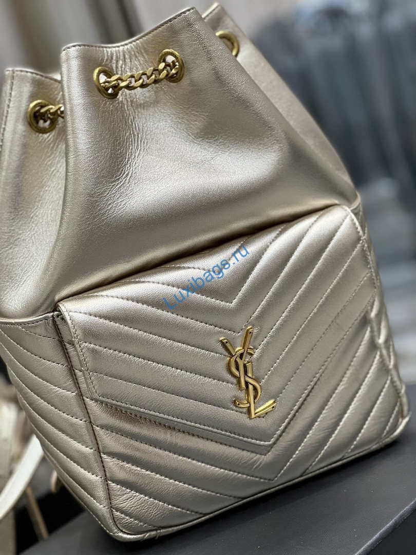 YSL 672609 Yves Saint Laurent Joe Backpack In Lambskin Gold | ysl 6726091 joe backpack in lambskin gold 003