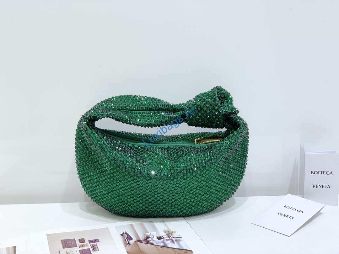 Bottega Veneta BV 651876 mini Jodie Rhinestones Dark Green | bottega veneta bv 651876 mini jodie rhinestones dark green 002