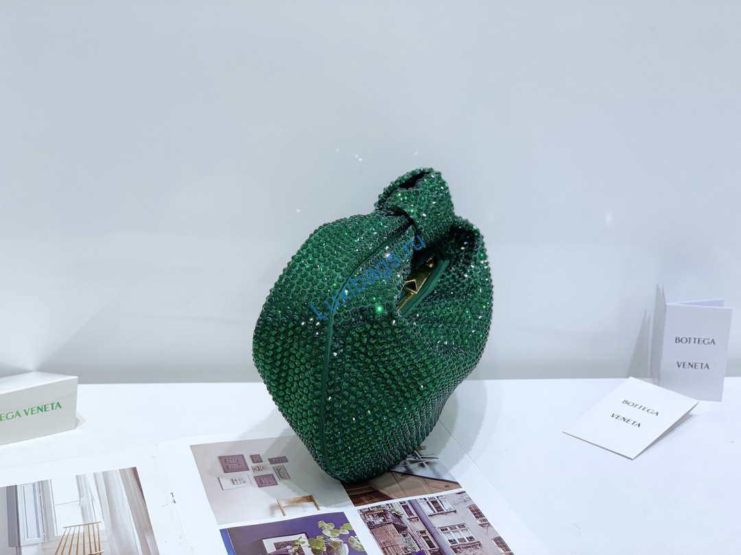 Bottega Veneta BV 651876 mini Jodie Rhinestones Dark Green | bottega veneta bv 651876 mini jodie rhinestones dark green 004