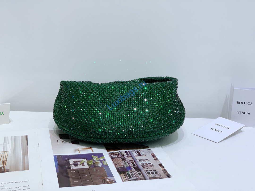 Bottega Veneta BV 651876 mini Jodie Rhinestones Dark Green | bottega veneta bv 651876 mini jodie rhinestones dark green 005
