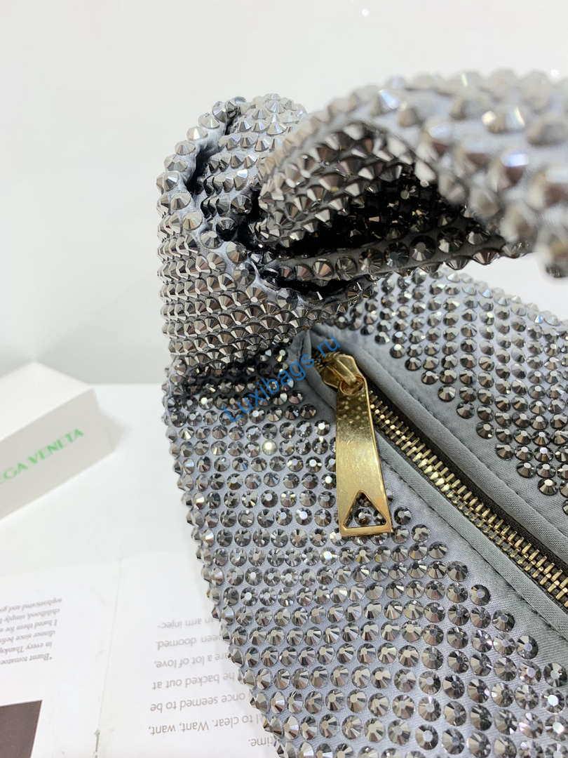 Bottega Veneta BV 651876 mini Jodie Rhinestones Sliver Black | bottega veneta bv 651876 mini jodie rhinestones sliver black 008