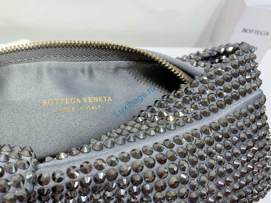 Bottega Veneta BV 651876 mini Jodie Rhinestones Sliver Black | bottega veneta bv 651876 mini jodie rhinestones sliver black 009