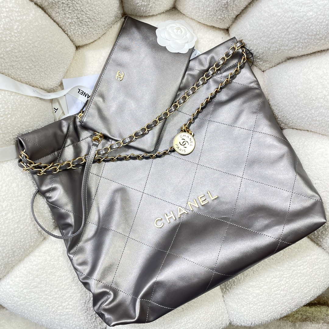 Chanel 22 Handbag Shiny Calfskin AS3261 Gray Silver | chanel 22 handbag shiny calfskin as3261 gray silver 004