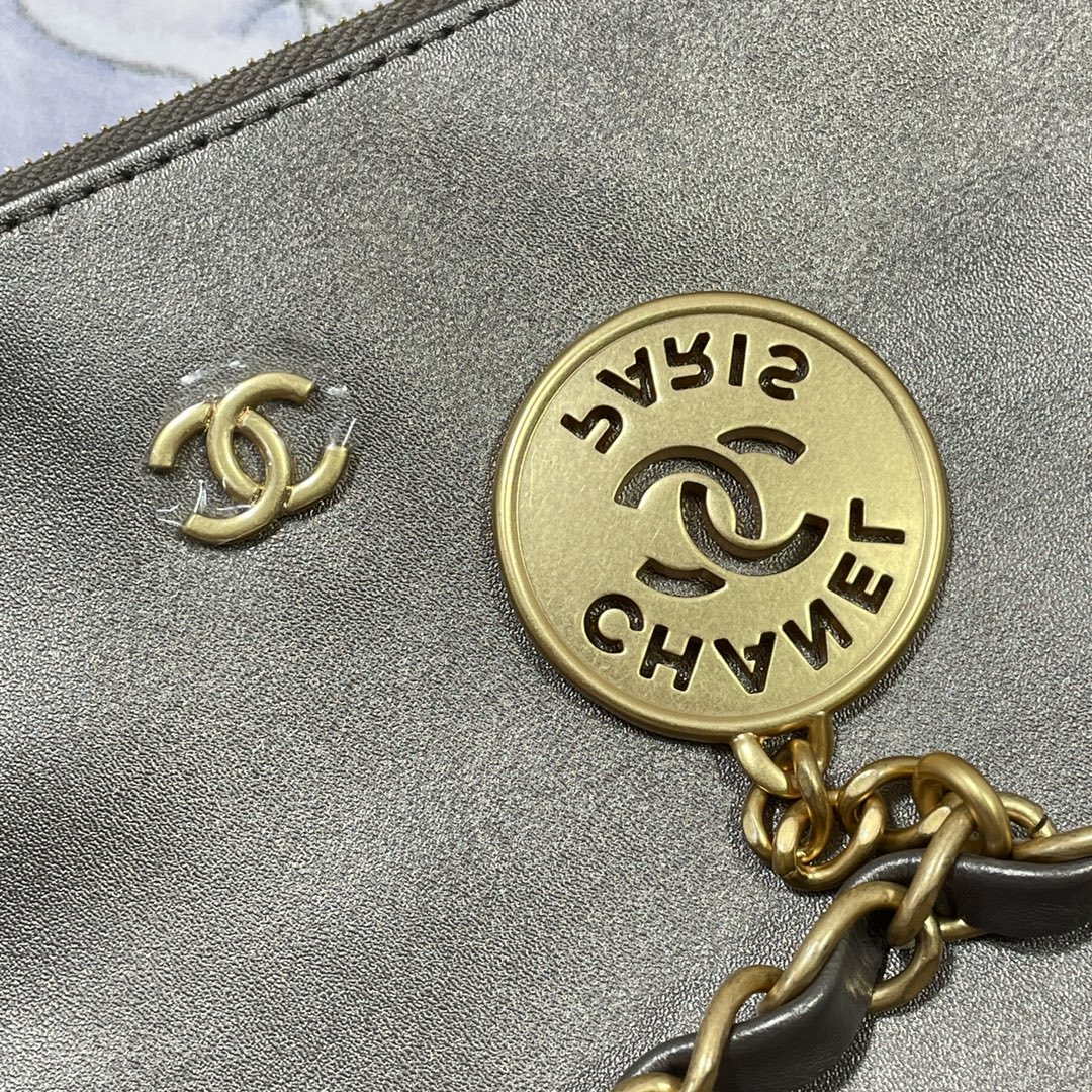 Chanel 22 Handbag Shiny Calfskin AS3261 Gray Silver | chanel 22 handbag shiny calfskin as3261 gray silver 006
