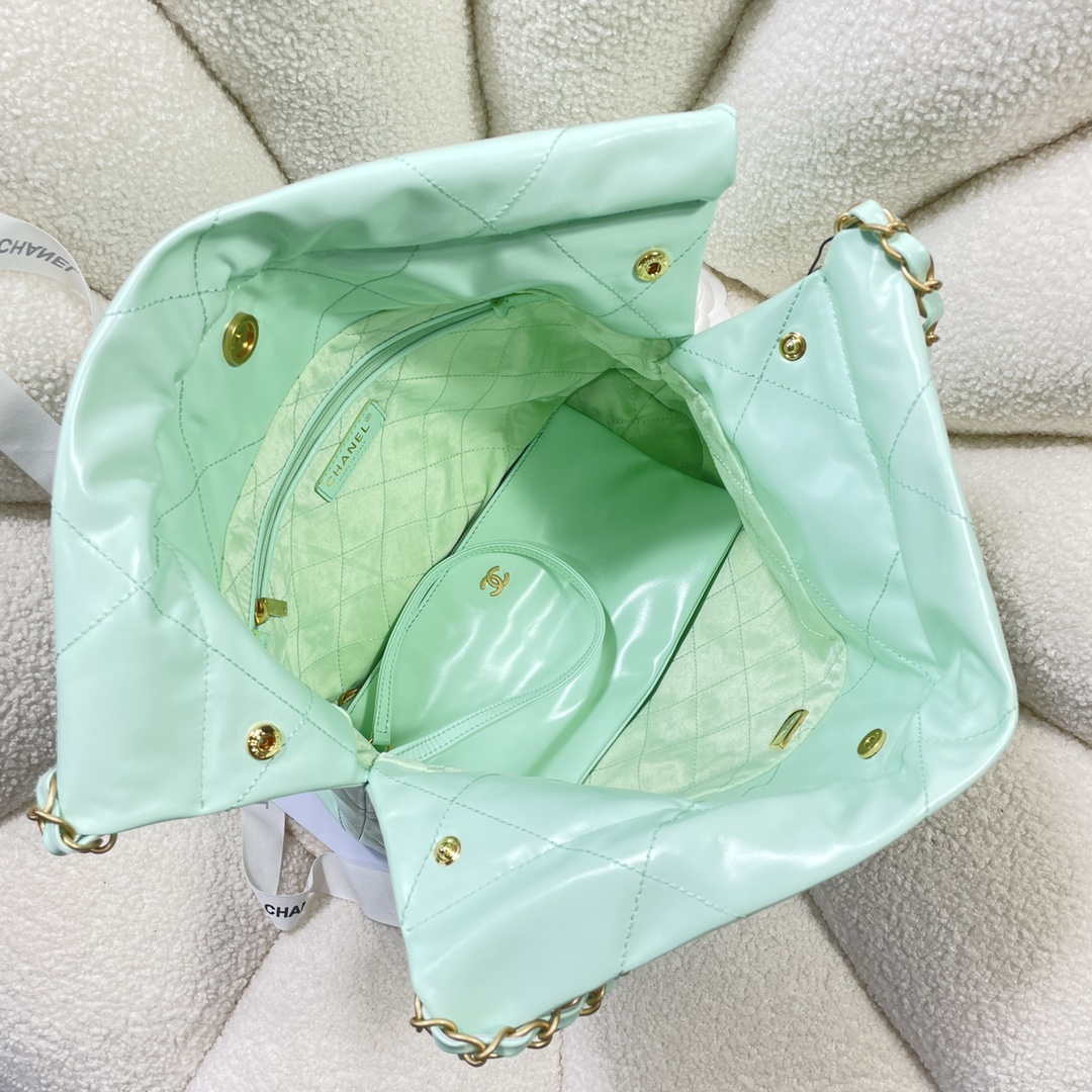 Chanel 22 Handbag Shiny Calfskin AS3261 Mint Green | chanel 22 handbag shiny calfskin as3261 mint green007