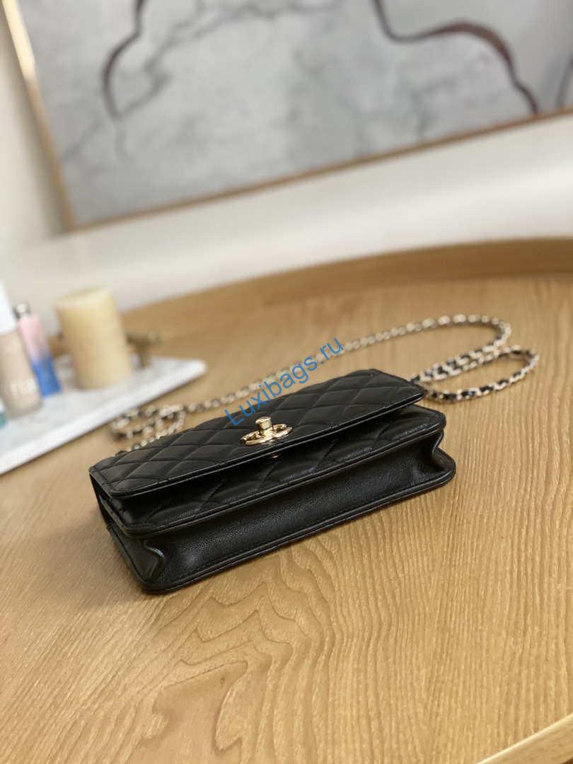 Chanel A88632 WOC 19 Chain Wallet Bag Black Lambskin Gold | chanel a88632 woc 19 chain wallet bag black lambskin gold 006
