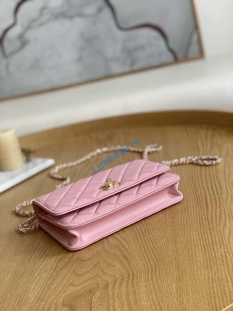 Chanel A88632 WOC 19 Chain Wallet Bag Pink Lambskin Gold | chanel a88632 woc 19 chain wallet bag pink lambskin gold 007