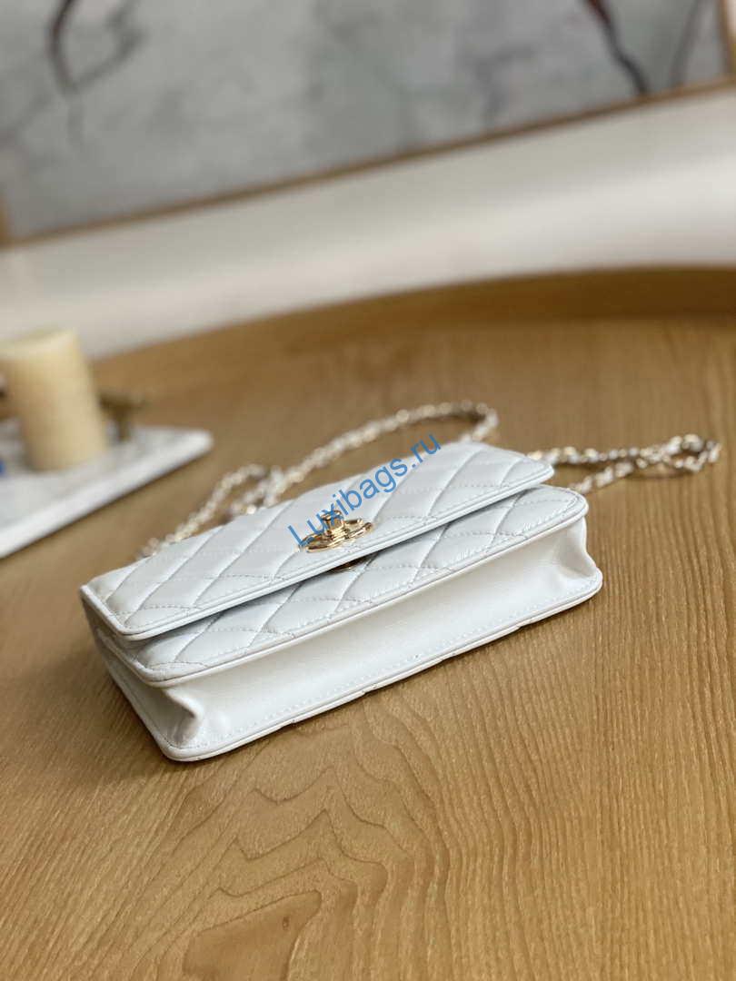 Chanel A88632 WOC 19 Chain Wallet Bag White Lambskin Gold | chanel a88632 woc 19 chain wallet bag white lambskin gold 007