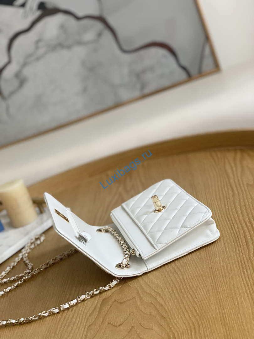 Chanel A88632 WOC 19 Chain Wallet Bag White Lambskin Gold | chanel a88632 woc 19 chain wallet bag white lambskin gold 008