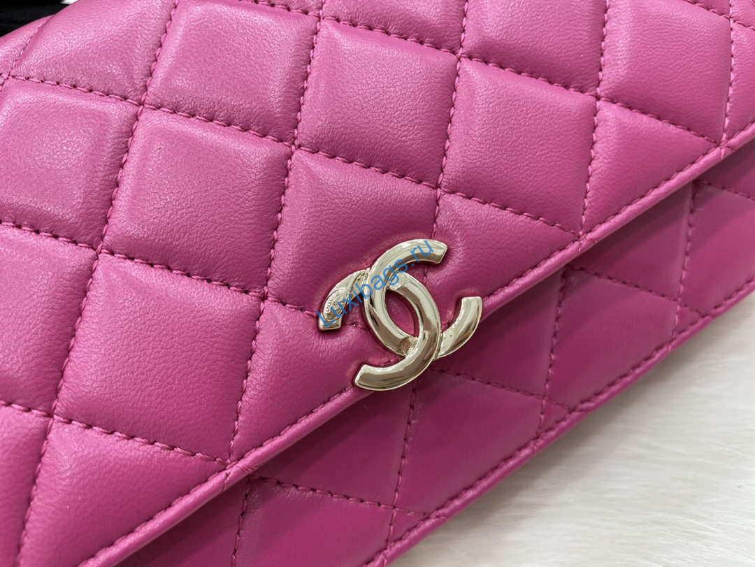 Chanel AP2844 Wallet on chain Lambskin bag with top handle Light gold Dark Pink | chanel ap2844 wallet on chain lambskin bag with top handle light gold dark pink 003