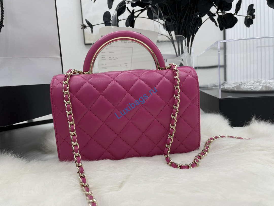 Chanel AP2844 Wallet on chain Lambskin bag with top handle Light gold Dark Pink | chanel ap2844 wallet on chain lambskin bag with top handle light gold dark pink 004
