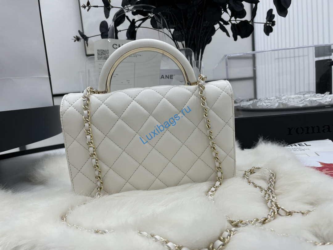 Chanel AP2844 Wallet on chain Lambskin bag with top handle Light gold White | chanel ap2844 wallet on chain lambskin bag with top handle light gold white 004