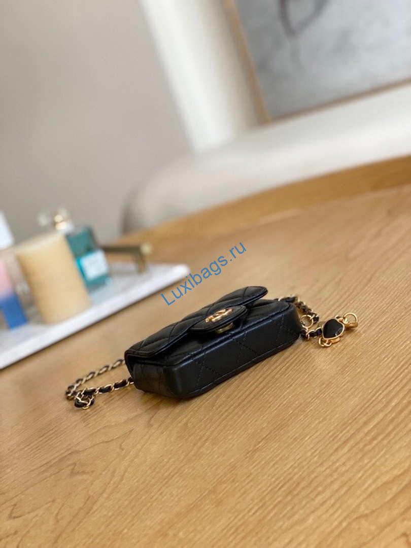 Chanel AP3037 BELT Bag Lambskin Enamel & Gold-Tone Metal Black | chanel ap3037 belt bag lambskin enamel gold tone metal black 006