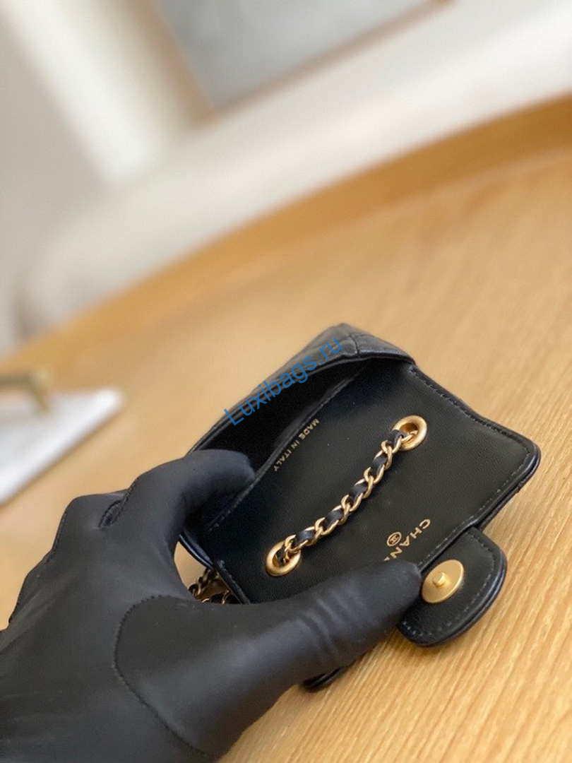Chanel AP3037 BELT Bag Lambskin Enamel & Gold-Tone Metal Black | chanel ap3037 belt bag lambskin enamel gold tone metal black 009