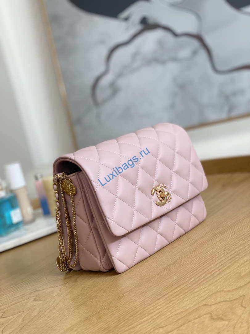 Chanel AS3378 MINI Flap Bag Lambskin Pink | chanel as3378 mini flap bag lambskin pink 004