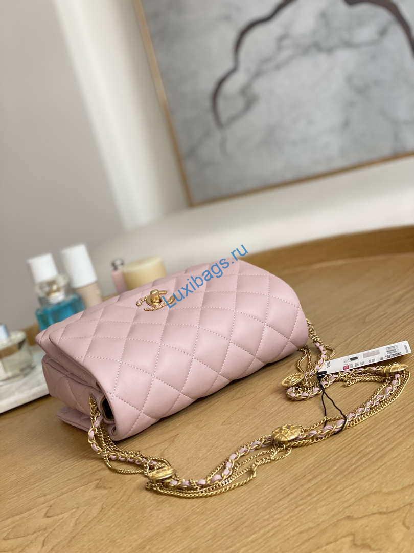 Chanel AS3378 MINI Flap Bag Lambskin Pink | chanel as3378 mini flap bag lambskin pink 005
