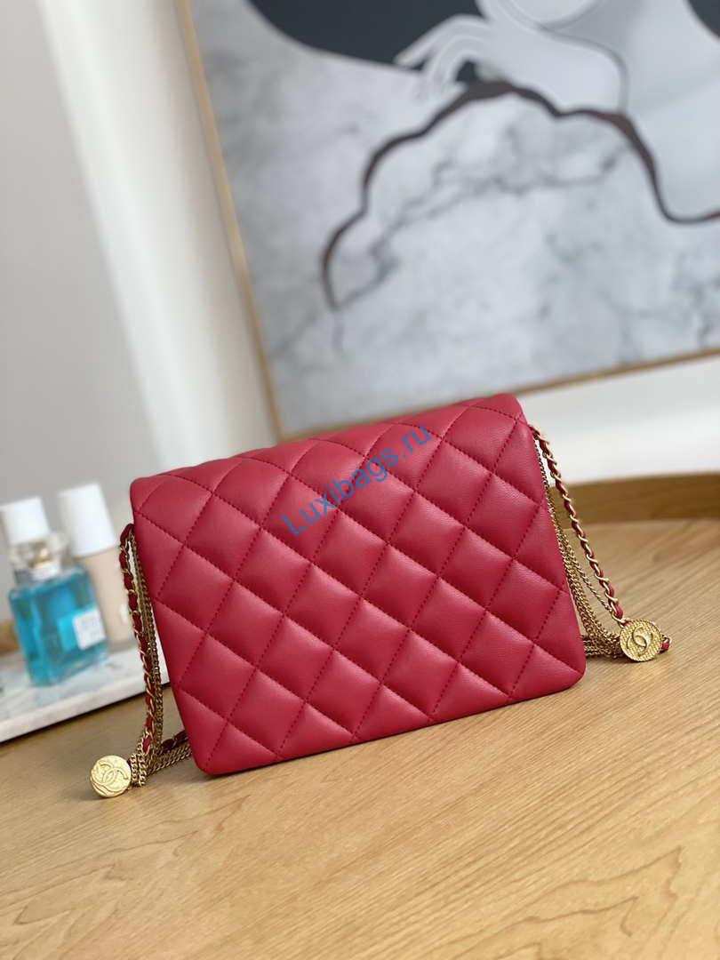 Chanel AS3378 MINI Flap Bag Lambskin Red | chanel as3378 mini flap bag lambskin red 002