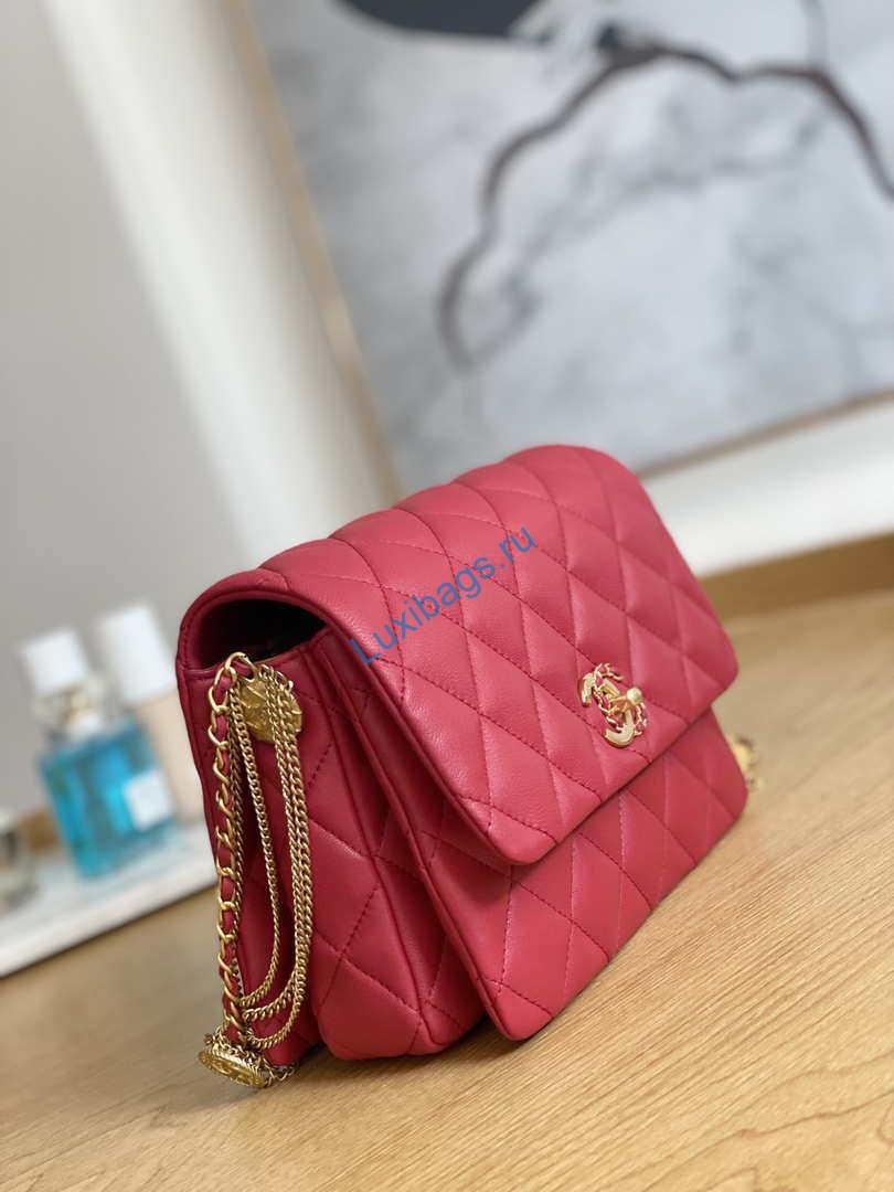Chanel AS3378 MINI Flap Bag Lambskin Red | chanel as3378 mini flap bag lambskin red 003