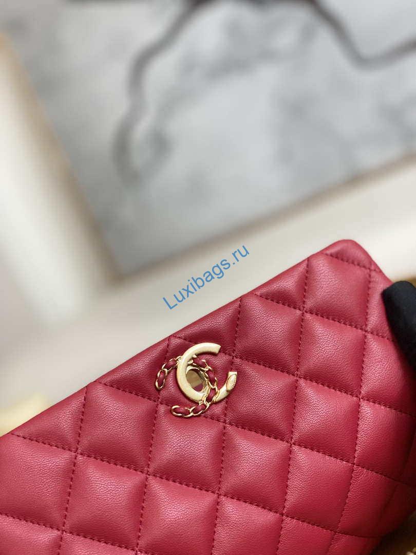 Chanel AS3378 MINI Flap Bag Lambskin Red | chanel as3378 mini flap bag lambskin red 004