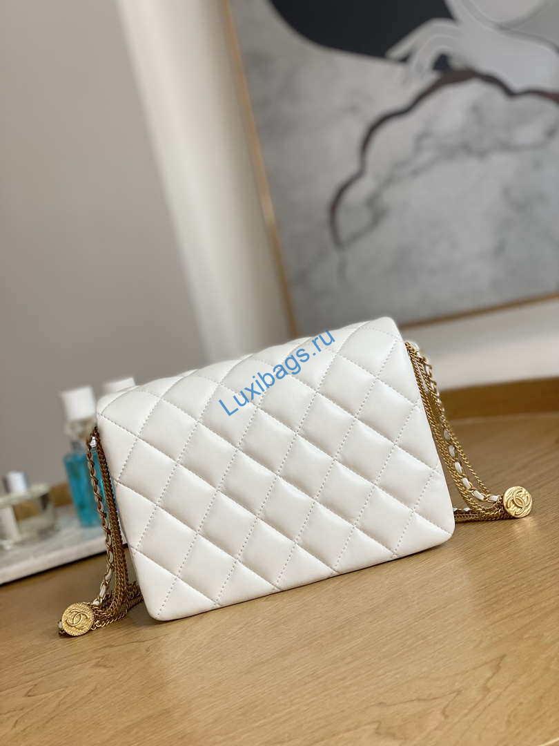 Chanel AS3378 MINI Flap Bag Lambskin White | chanel as3378 mini flap bag lambskin white 002