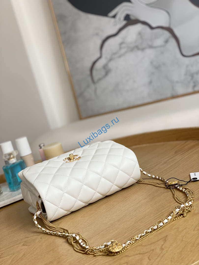 Chanel AS3378 MINI Flap Bag Lambskin White | chanel as3378 mini flap bag lambskin white 005