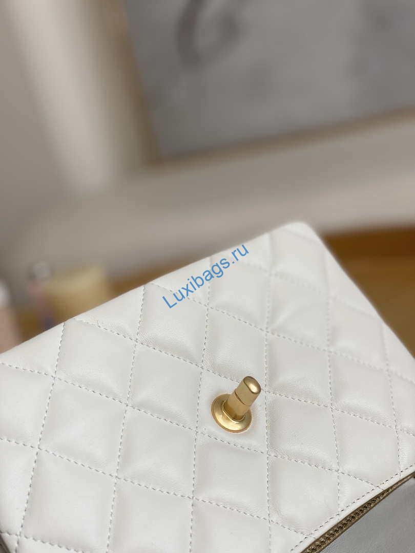 Chanel AS3378 MINI Flap Bag Lambskin White | chanel as3378 mini flap bag lambskin white 007