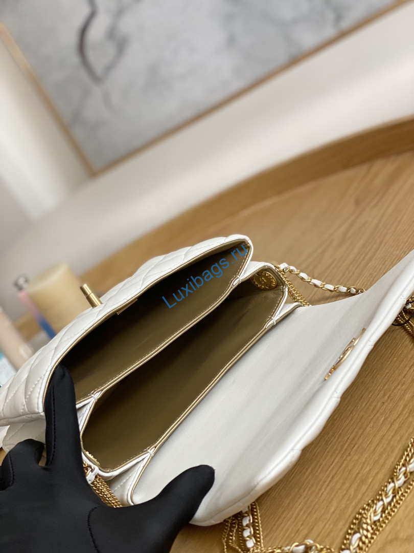 Chanel AS3378 MINI Flap Bag Lambskin White | chanel as3378 mini flap bag lambskin white 009