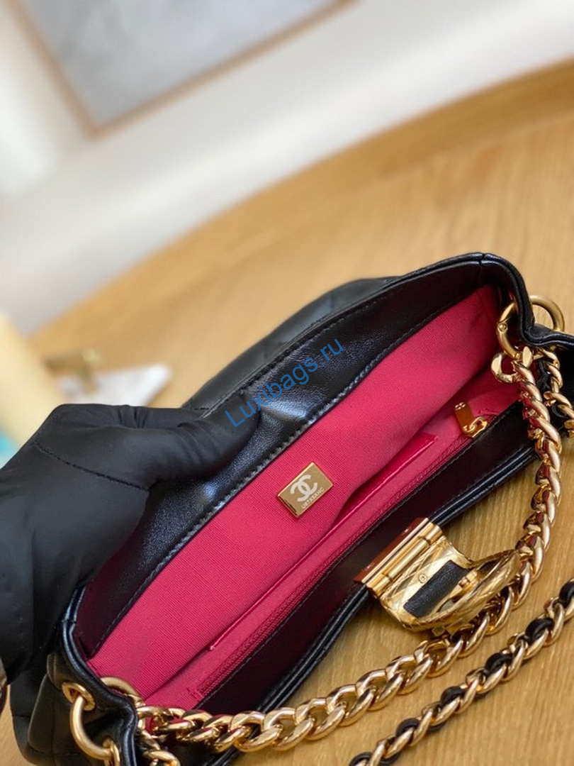 Chanel AS3476 Hobo Handbag Lambskin Black | chanel as3476 hobo handbag lambskin black 008