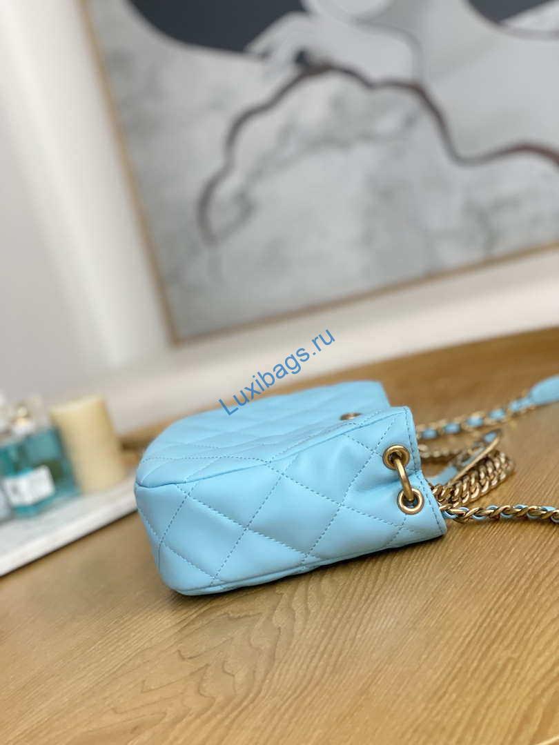Chanel AS3476 Hobo Handbag Lambskin Blue | chanel as3476 hobo handbag lambskin blue 006