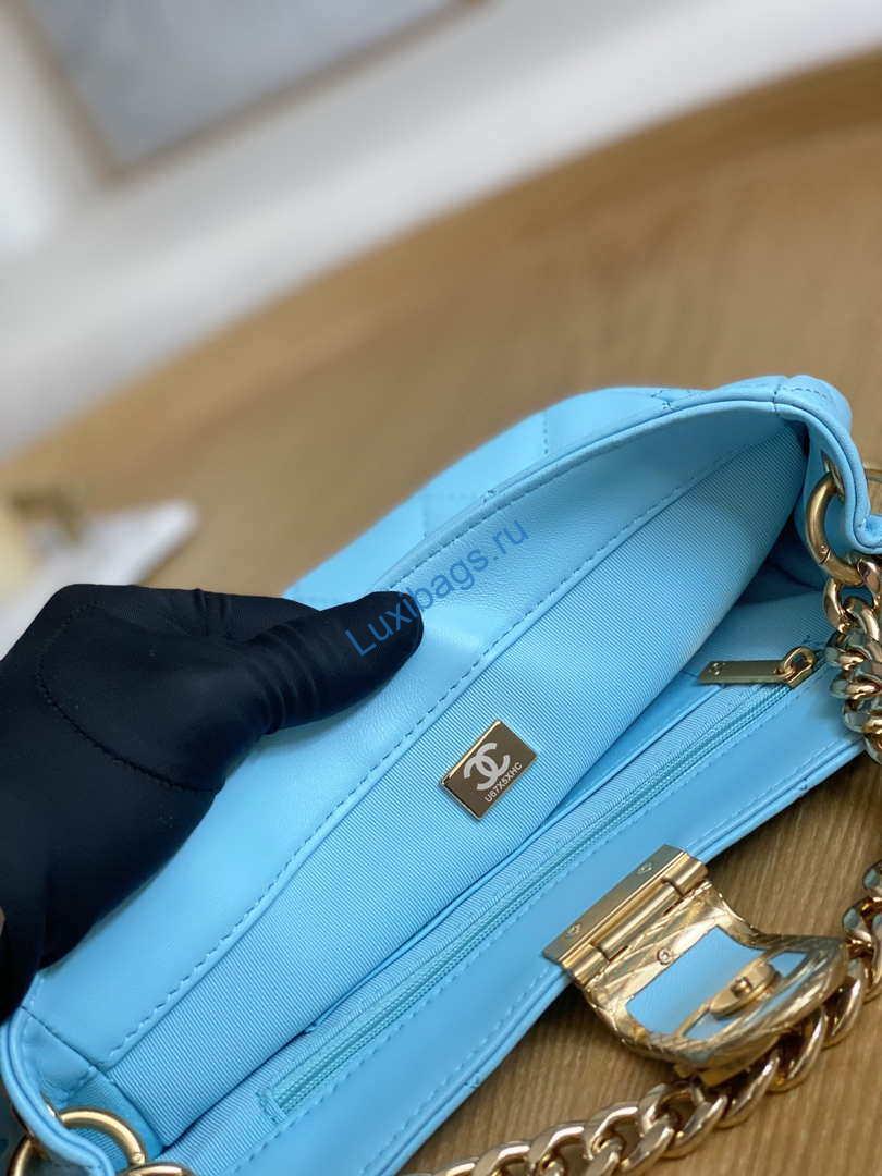Chanel AS3476 Hobo Handbag Lambskin Blue | chanel as3476 hobo handbag lambskin blue 008