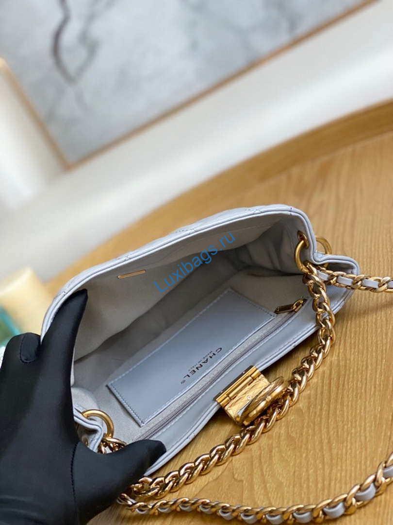 Chanel AS3476 Hobo Handbag Lambskin Light Grey | chanel as3476 hobo handbag lambskin light grey 009
