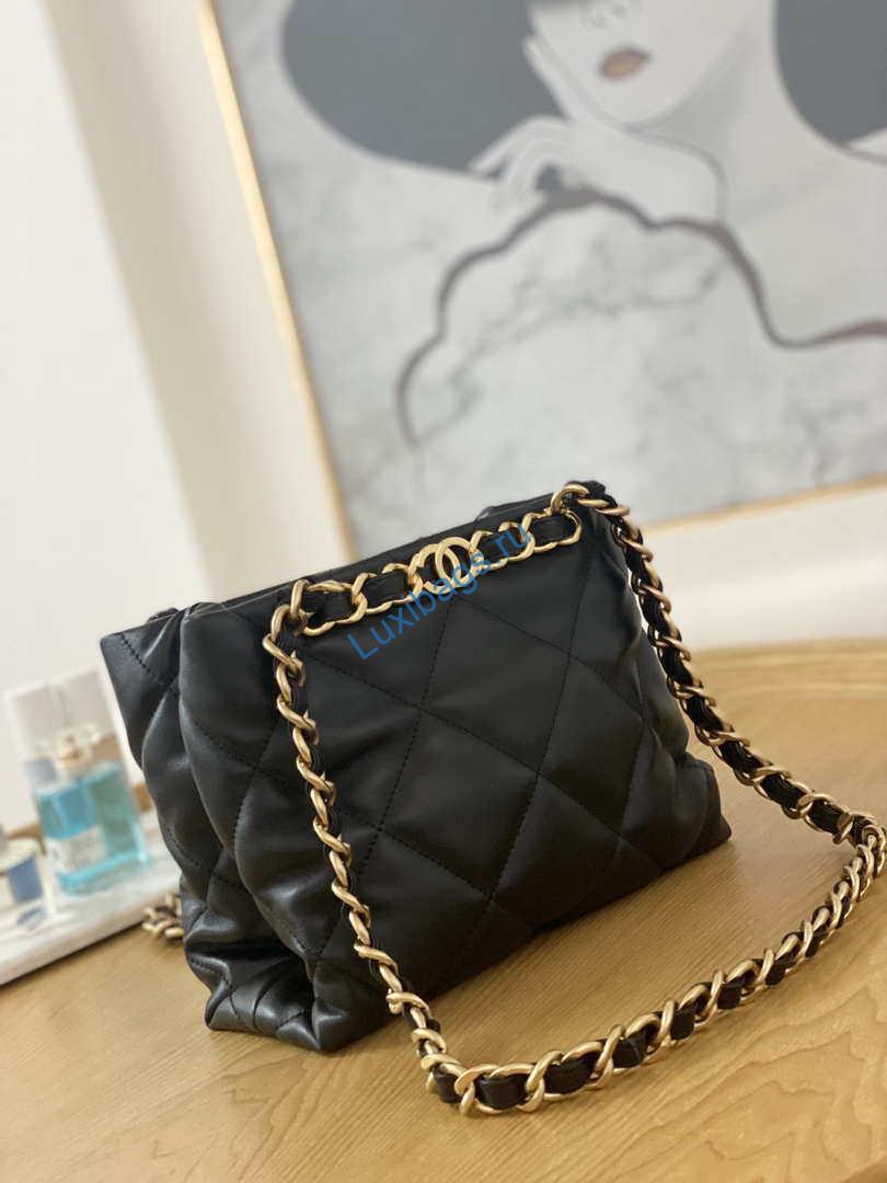 Chanel AS3502 Small TOTE Lambskin Black | chanel as3502 small tote lambskin black 003