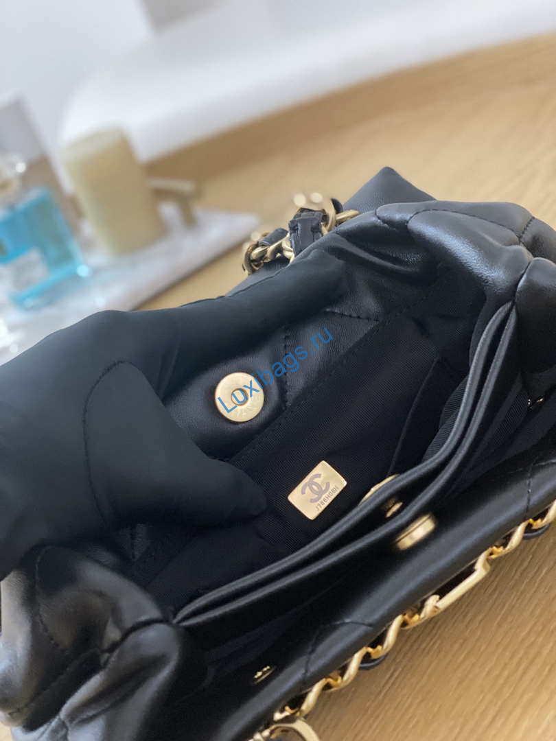 Chanel AS3502 Small TOTE Lambskin Black | chanel as3502 small tote lambskin black 008