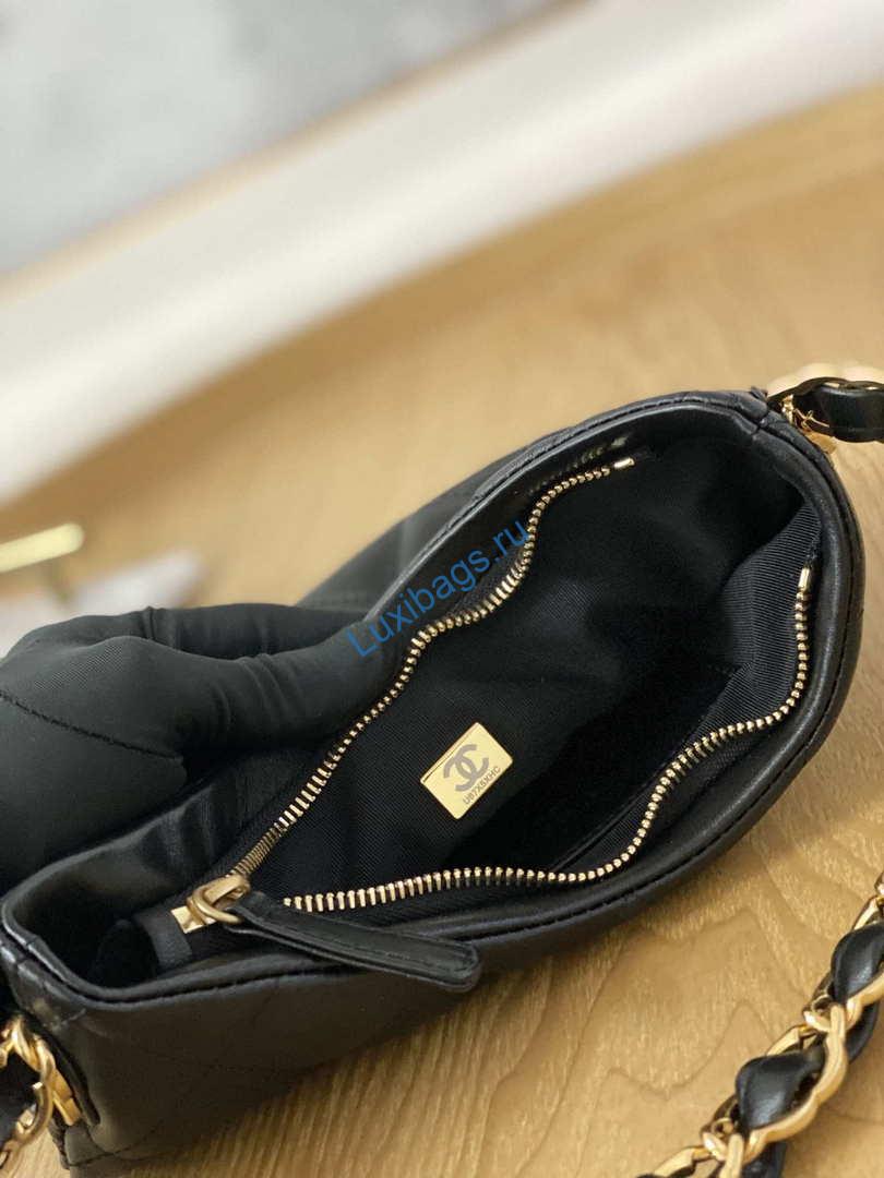 Chanel AS3562 Hobo Handbag Lambskin Black | chanel as3562 hobo handbag lambskin black 008
