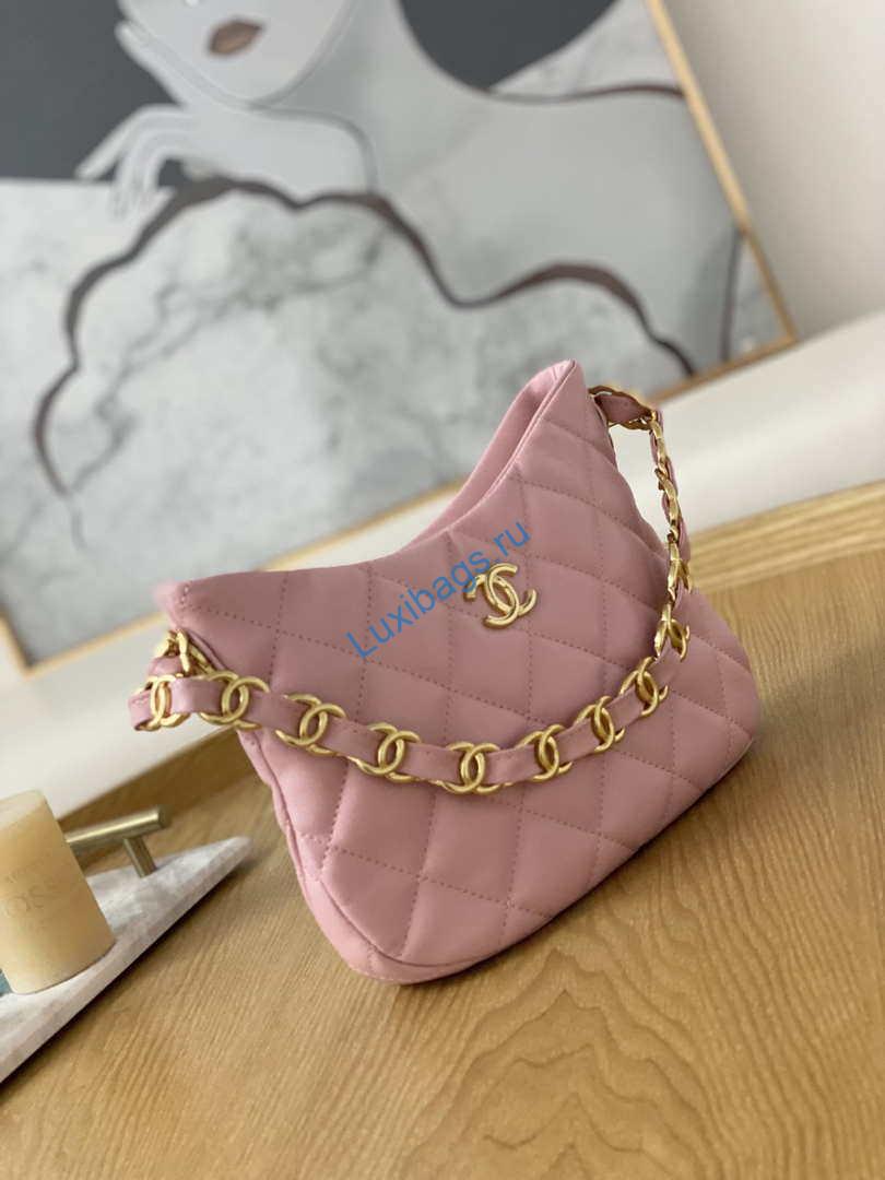 Chanel AS3562 Hobo Handbag Lambskin Pink | chanel as3562 hobo handbag lambskin pink 003