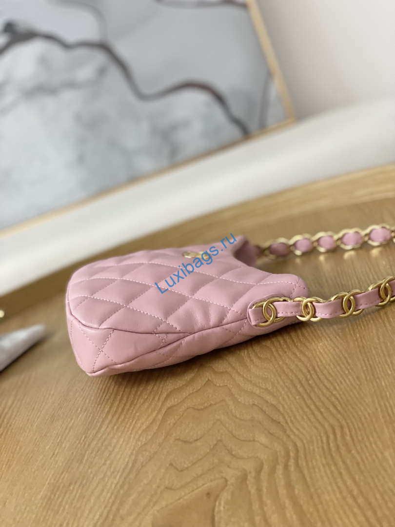 Chanel AS3562 Hobo Handbag Lambskin Pink | chanel as3562 hobo handbag lambskin pink 005