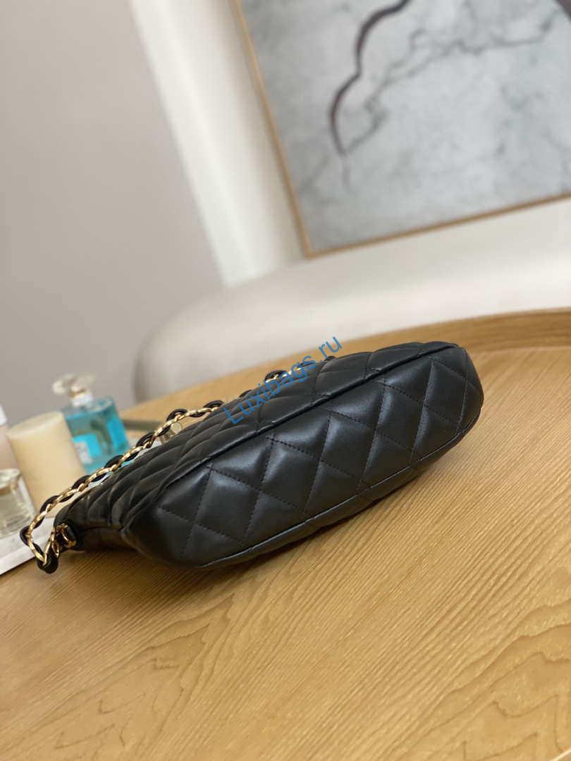 Chanel AS3631 2022 new hippie underarm Hobo bag shoulder bag Black | chanel as3631 2022 new hippie underarm bag shoulder bag 006