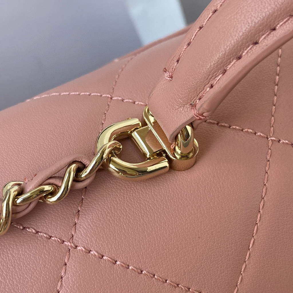 Chanel CC AS2681 Flap Bag With top Handle Calfskin Pink | chanel cc as2681 flap bag with top handle calfskin 004
