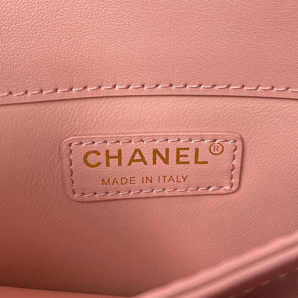 Chanel CC AS2681 Flap Bag With top Handle Calfskin Pink | chanel cc as2681 flap bag with top handle calfskin 008