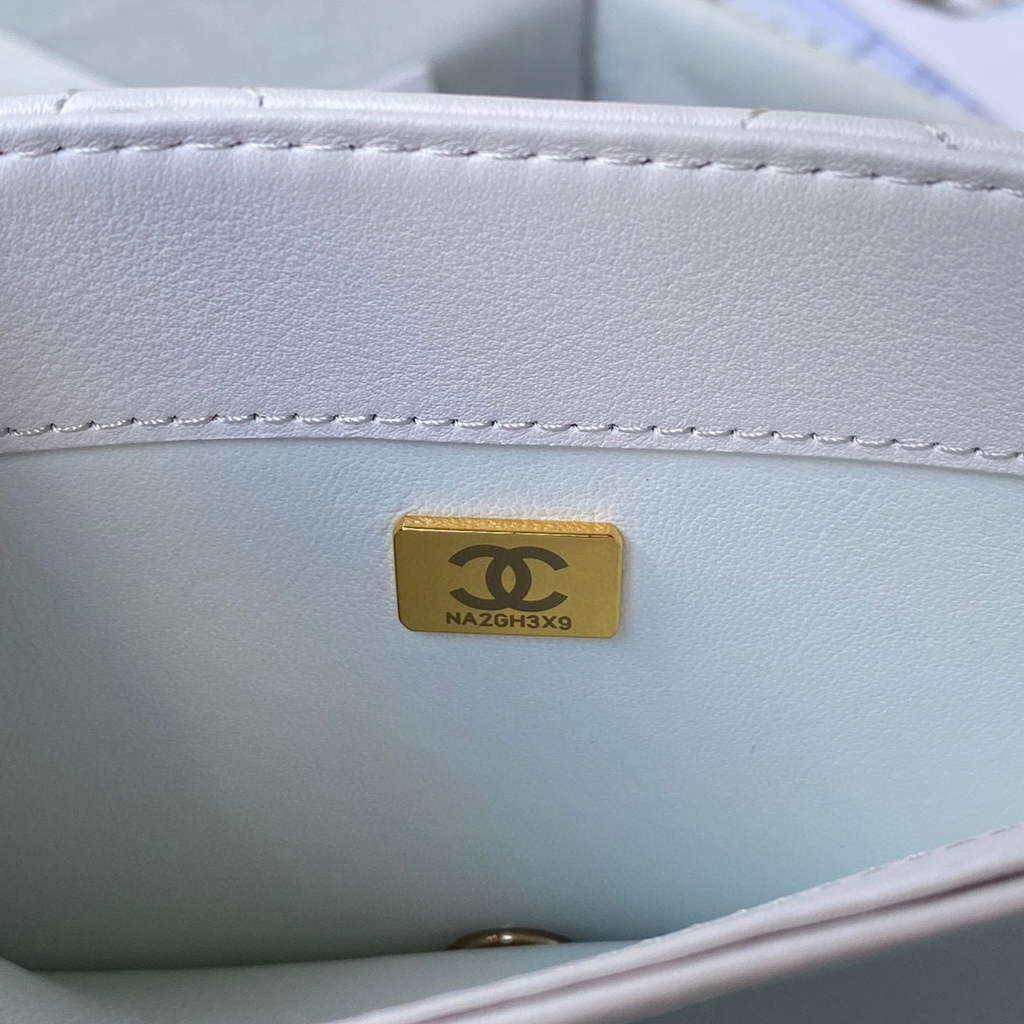Chanel CC AS2681 Flap Bag With top Handle Calfskin White | chanel cc as2681 flap bag with top handle calfskin 018