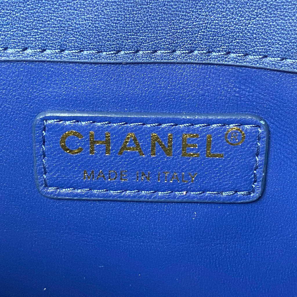 Chanel CC AS2681 Flap Bag With top Handle Calfskin Blue | chanel cc as2681 flap bag with top handle calfskin 052