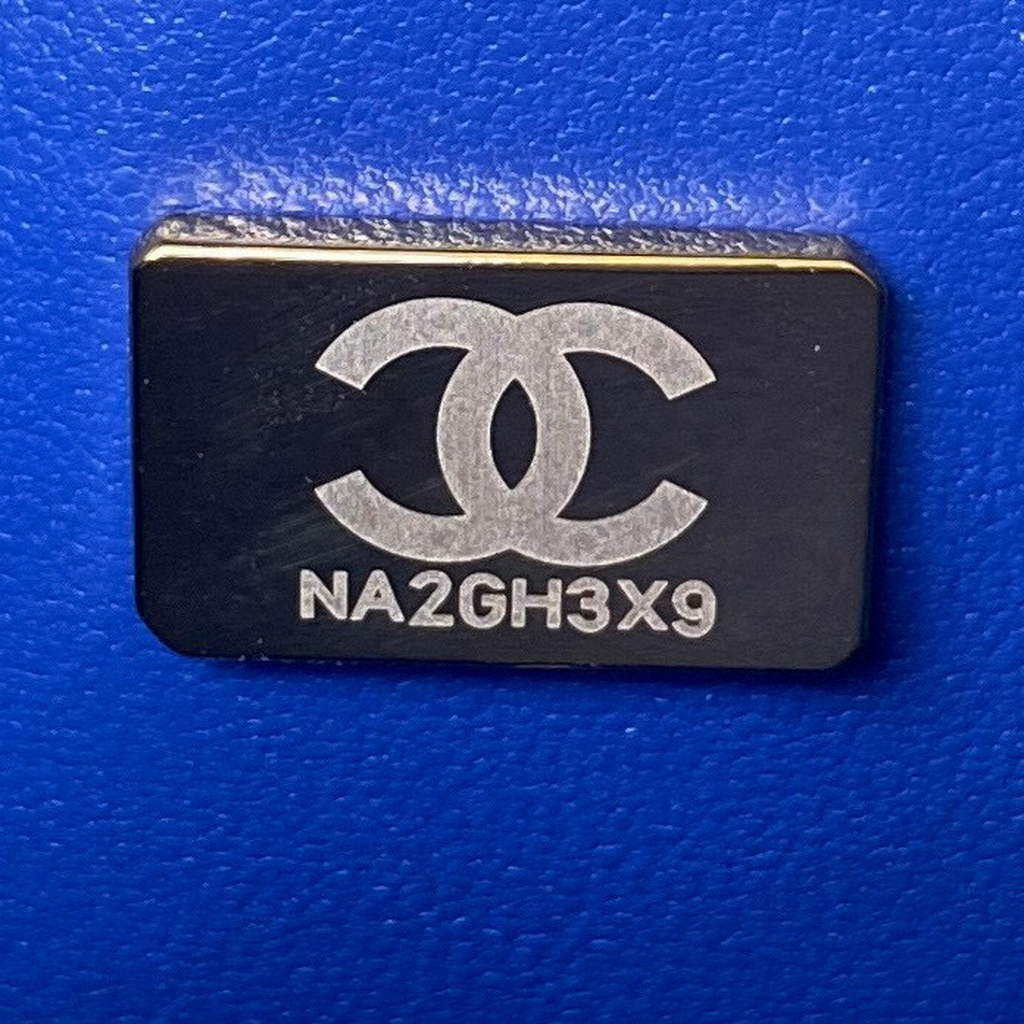 Chanel CC AS2681 Flap Bag With top Handle Calfskin Blue | chanel cc as2681 flap bag with top handle calfskin 053