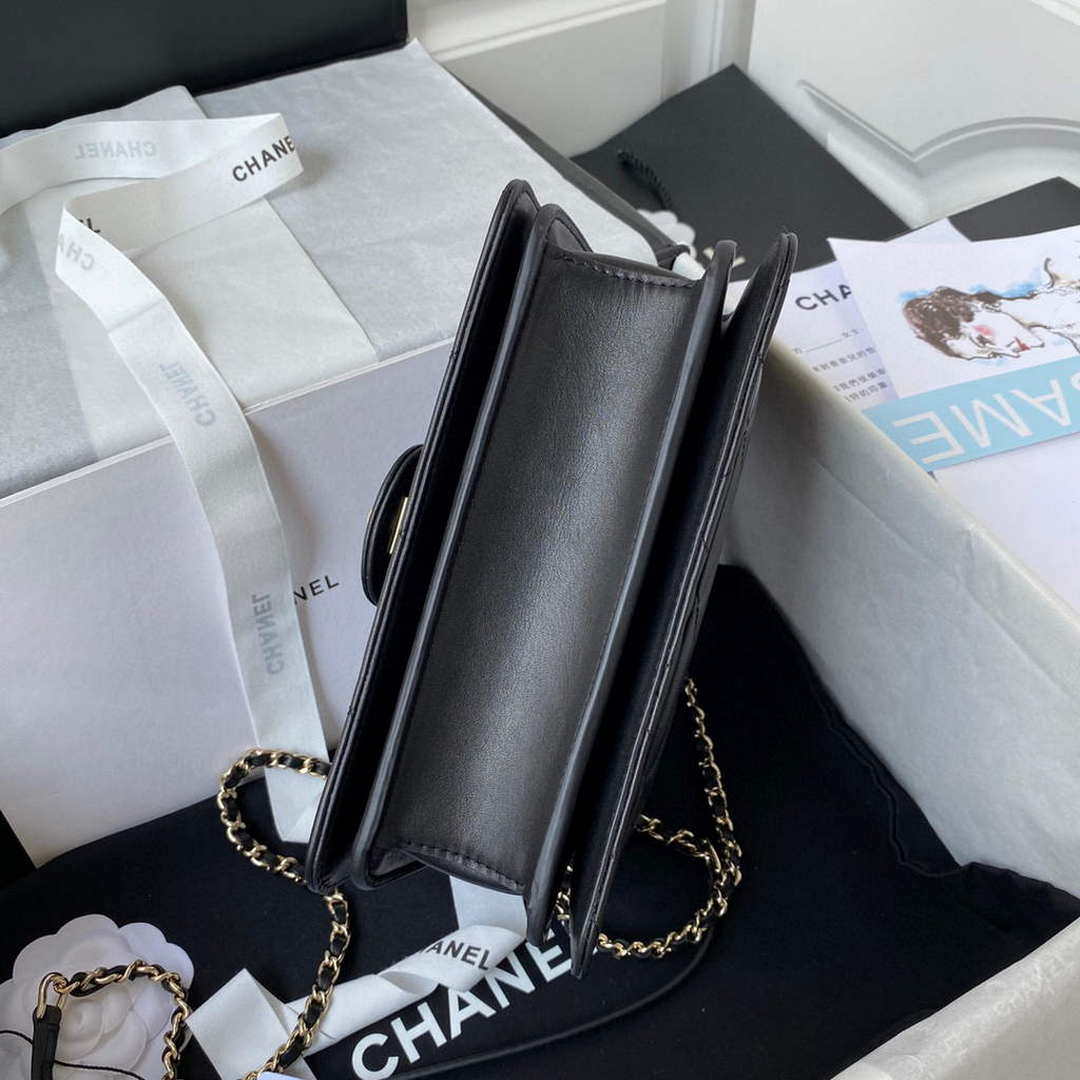 Chanel Small Flap Bag With top Handle Calfskin CC AS2680 Black | chanel small flap bag with top handle cc as2690 black 005