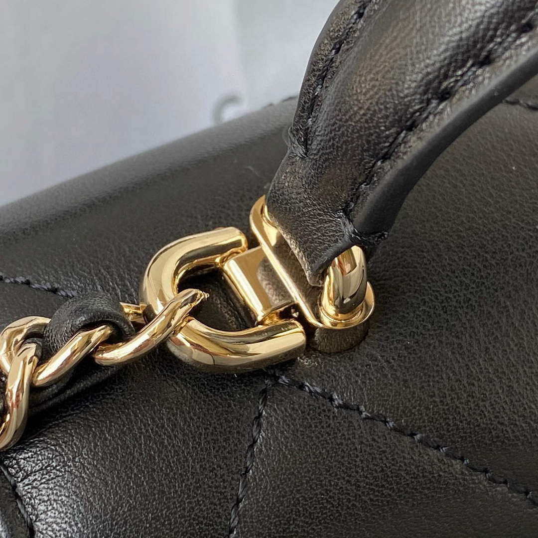 Chanel Small Flap Bag With top Handle Calfskin CC AS2680 Black | chanel small flap bag with top handle cc as2690 black 006