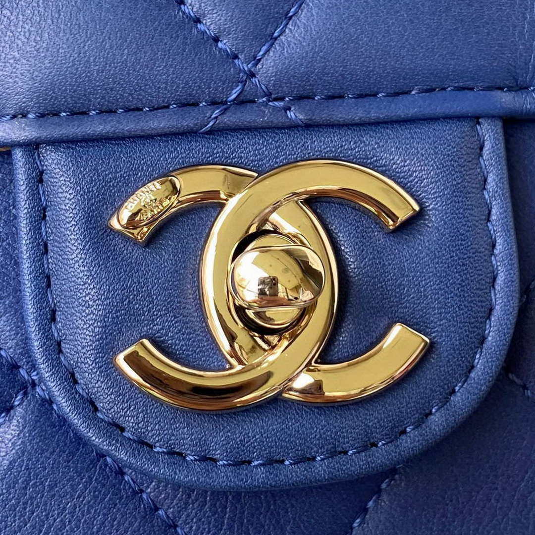 Chanel Small Flap Bag With top Handle Calfskin CC AS2680 Blue | chanel small flap bag with top handle cc as2690 blue 003