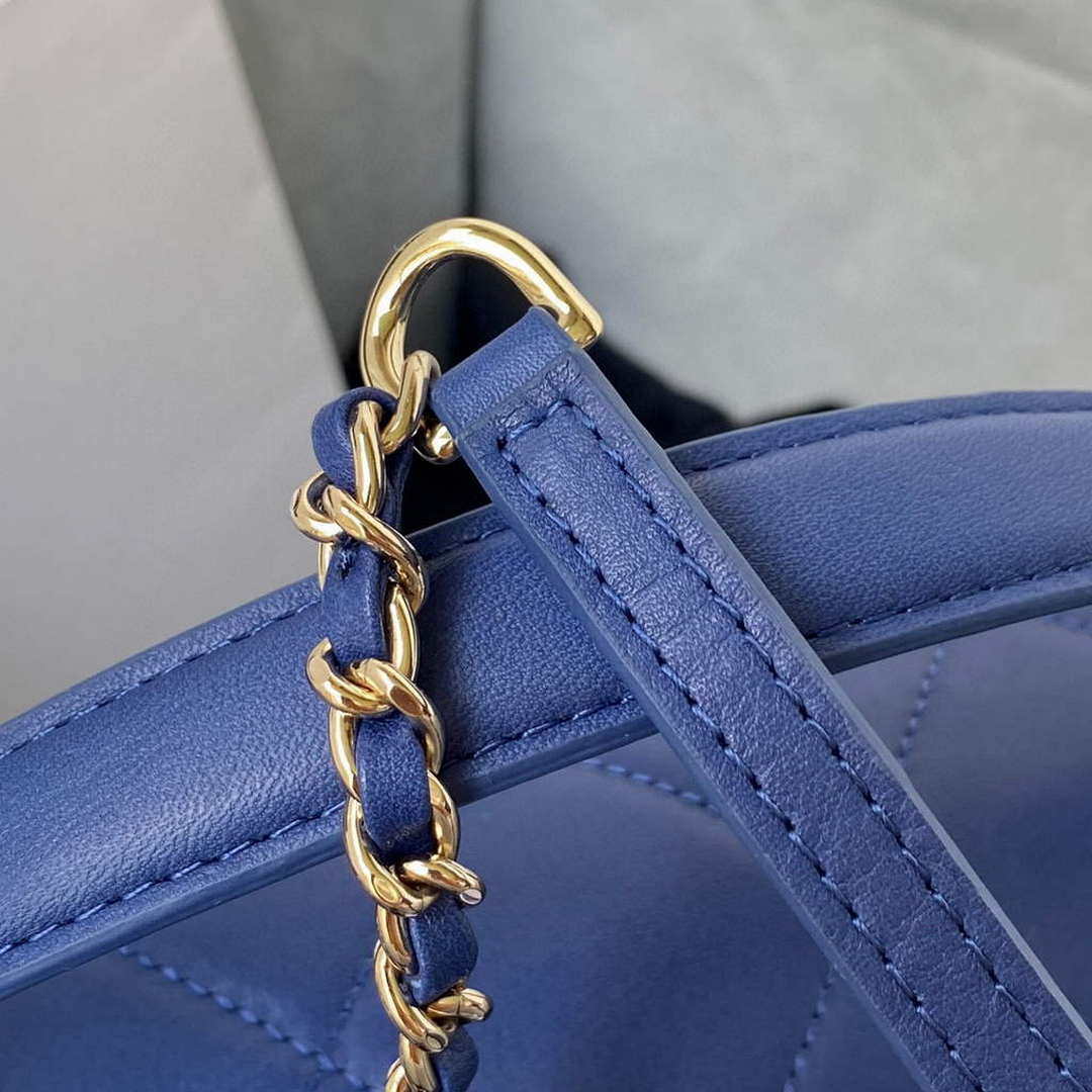 Chanel Small Flap Bag With top Handle Calfskin CC AS2680 Blue | chanel small flap bag with top handle cc as2690 blue 004