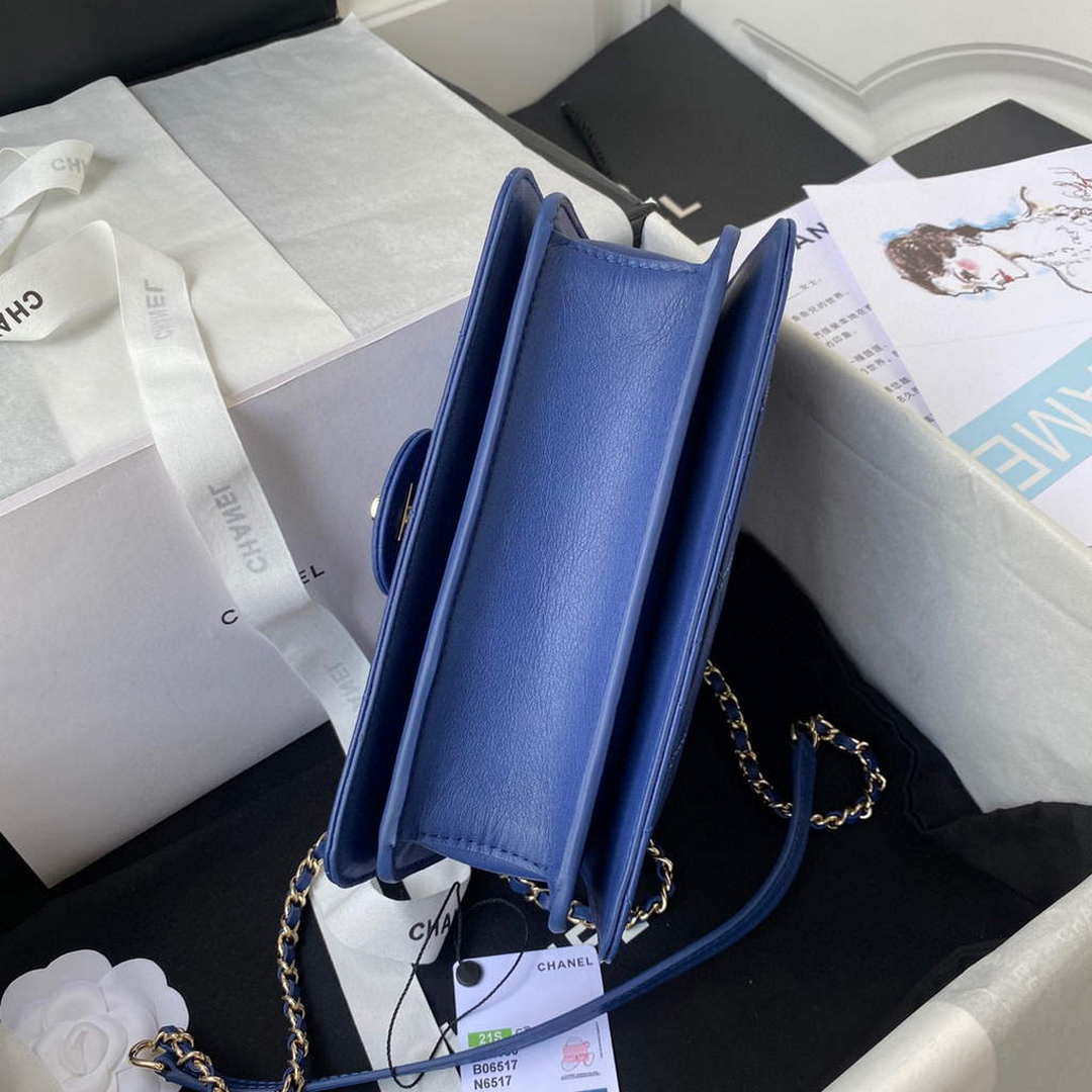 Chanel Small Flap Bag With top Handle Calfskin CC AS2680 Blue | chanel small flap bag with top handle cc as2690 blue 006
