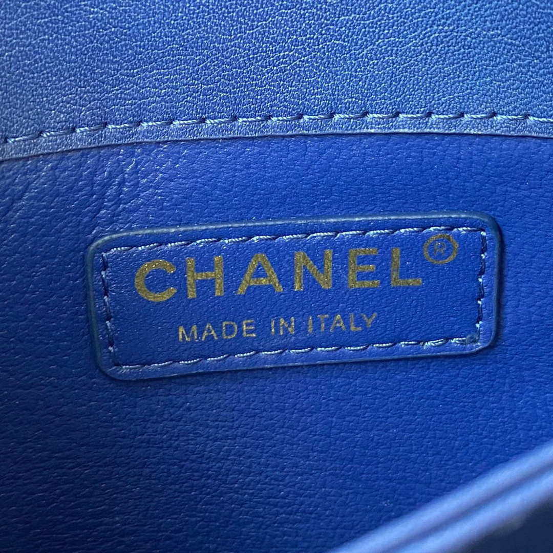 Chanel Small Flap Bag With top Handle Calfskin CC AS2680 Blue | chanel small flap bag with top handle cc as2690 blue 008