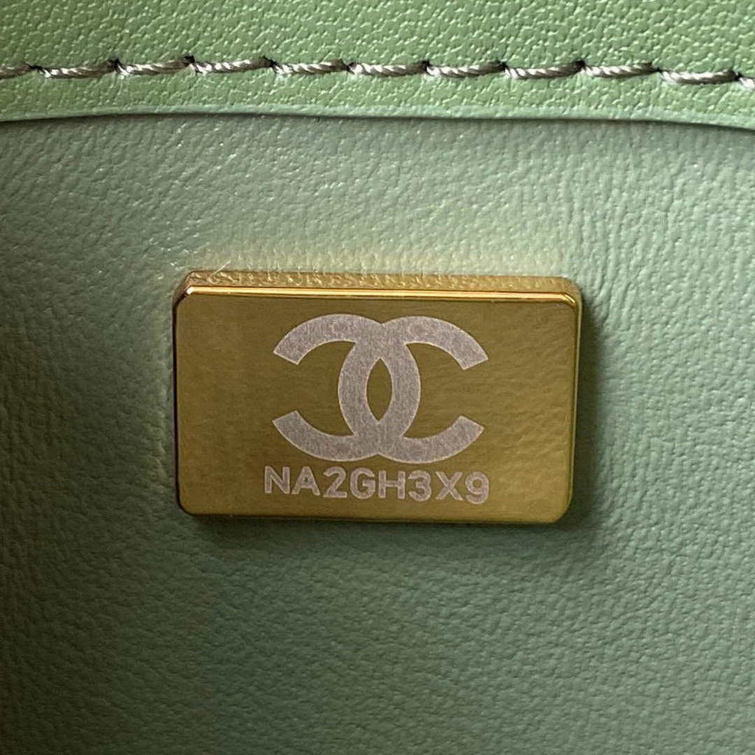 Chanel Small Flap Bag With top Handle Calfskin CC AS2680 Green | chanel small flap bag with top handle cc as2690 green 009
